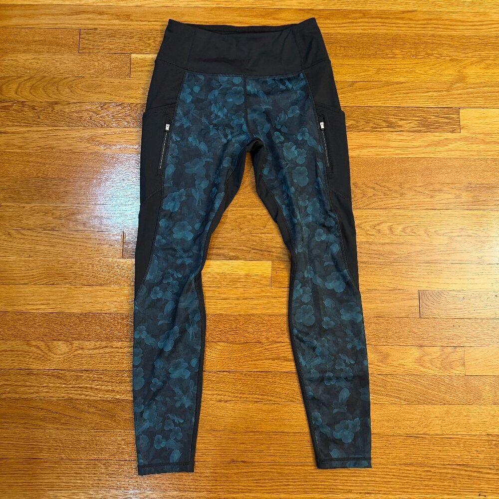 Athleta Frost High Traverse Tight leggings Abyss (Black/Green) - Size Medium